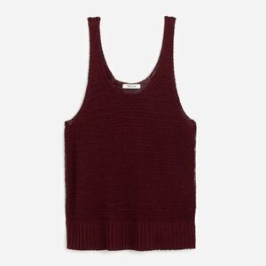 Madewell 100% Linen Open Knit Tank Burgundy Scoopneck Layering Piece NWT